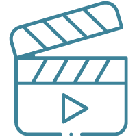 This graphic illustrates video elements, which is one feature that can be incorporated in a custom-developed e-learning course.