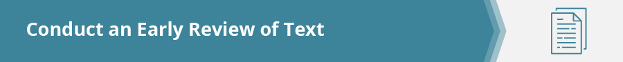 Do a comprehensive review of text when you're starting an e-learning translation.